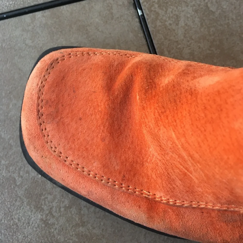 Orange suede mini platform boots, orange Bogner boots